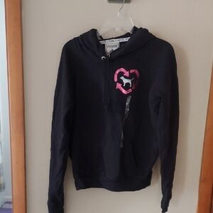 PINK Victoria's Secret Black Hoodie with Red Logo
